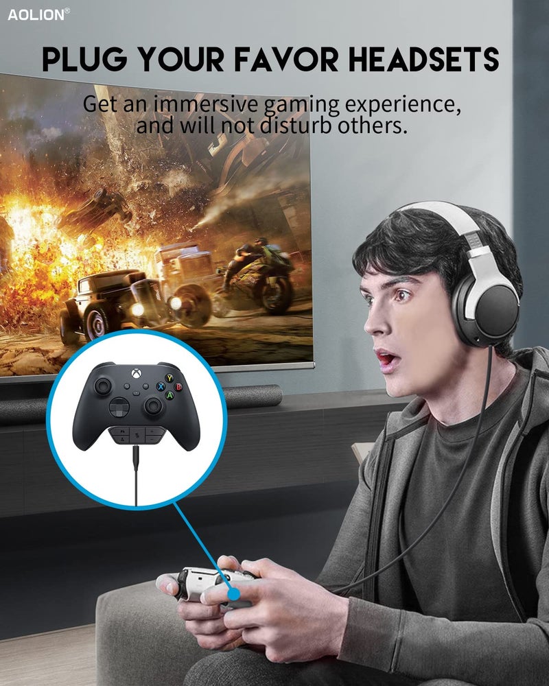 AOLION Stereo Headset Adapter for Xbox One/One S/X/Elite 1/Elite 2/Series S/X Controller - Audio Mic Headphone Adapter with Audio Balance Adjustment - Image 3